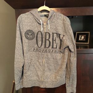 Obey zip up sweat shirt
